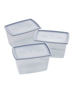 Plastbokser sett av 3 bokser med lokk for frys og micro 1,2 liter